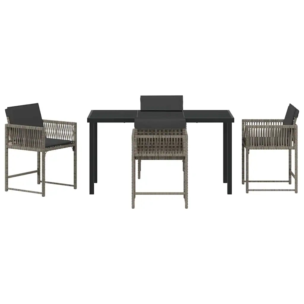 Set da Pranzo per Giardino 5 pz | Set Salotto da Giardino Grigio polyrattan