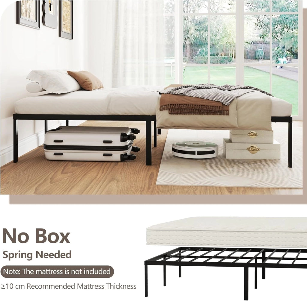 Telaio letto 160 x 200 cm, letto in metallo con rete a doghe, letto matrimoniale in metallo, spazio sotto il letto, letto per ragazzi moderno, piattaforma