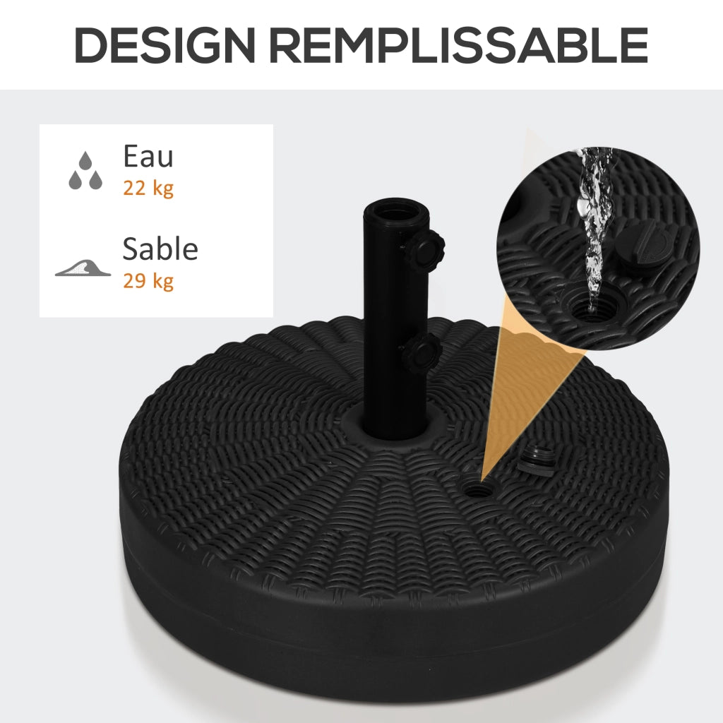 Supporto per Ombrellone Base per Parasole in Plastica ¨C zephmum ¨C ?51x36H cm Nero