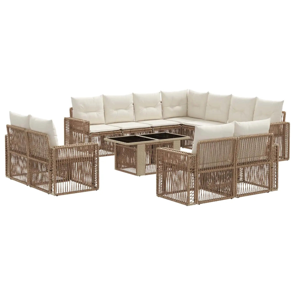 Set Divano da Giardino 12 pz Beige e Bianco Crema polyrattan 3436872