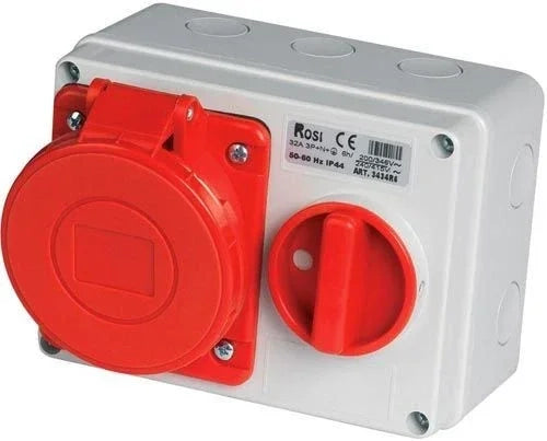 Presa Fissa Interbloccata Orizzontale Da Parete Con Fondo 50/60 Hz IP44 3P+E 16A