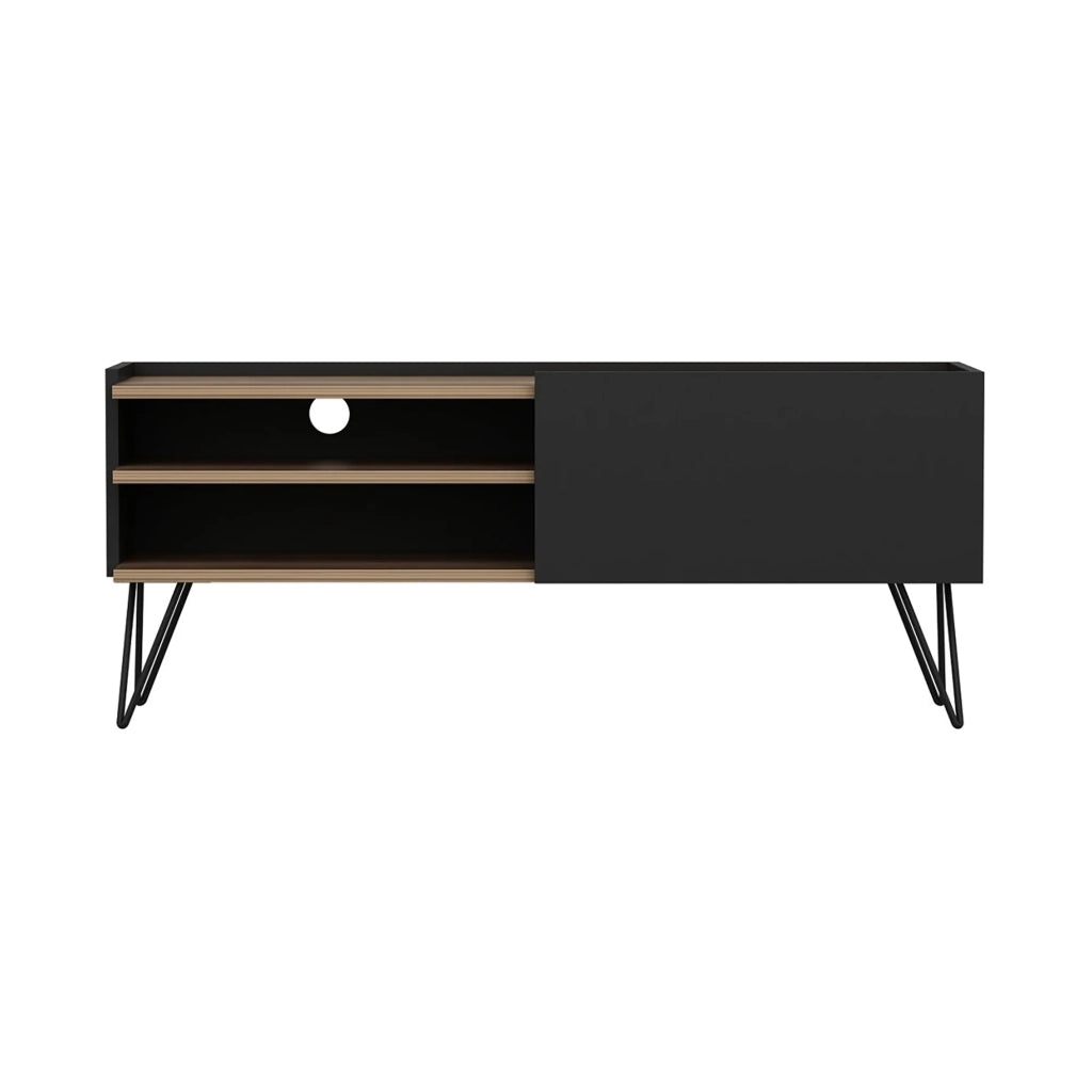 Mobile porta TV con anta 50 x 124 x 37 cm nero / effetto legno 03_0007751