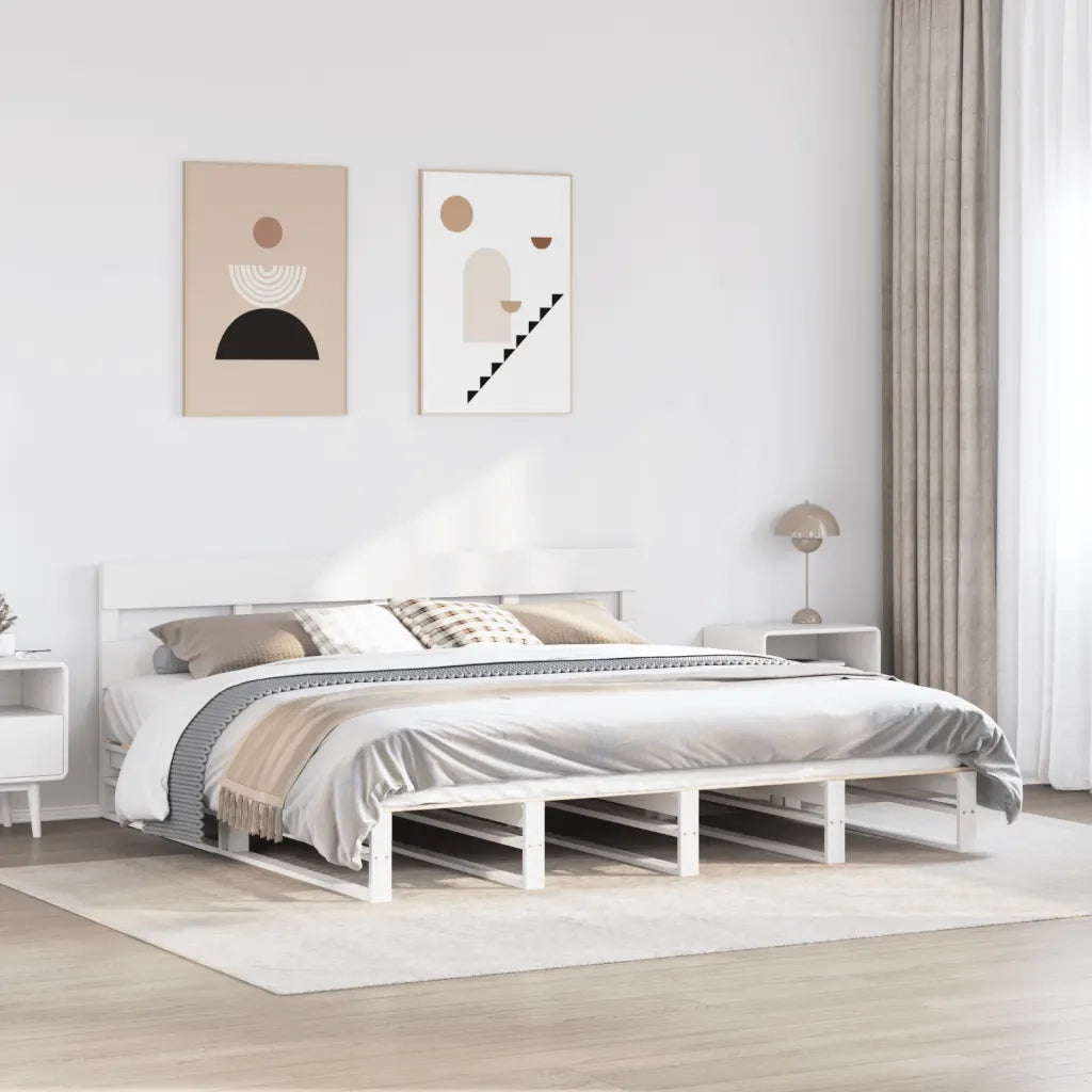 Giroletto senza Materasso Bianco 200x200 cm Legno Massello Pino 3302307