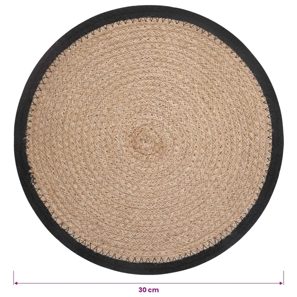 Sottobicchieri in juta 12 pcs Naturale e Nero Ø 30 cm 42012316