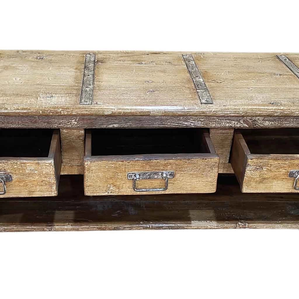 Mobile basso artigianale in legno 165-175x45x57h cm