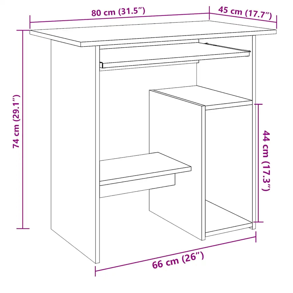 Scrivania Rovere Artigianale 80x45x74 cm in Legno Multistrato