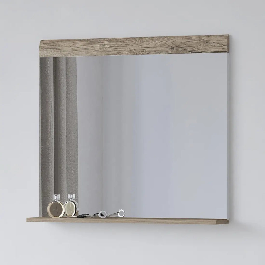 Specchio design OHIO - 83x72 cm - Rovere chiaro con mensola integrata