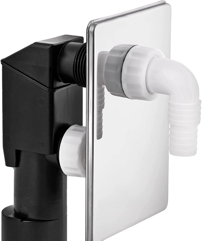 Piastra sifone lavatrice cromata 160 x 110 mm con foro diametro 34 mm DH