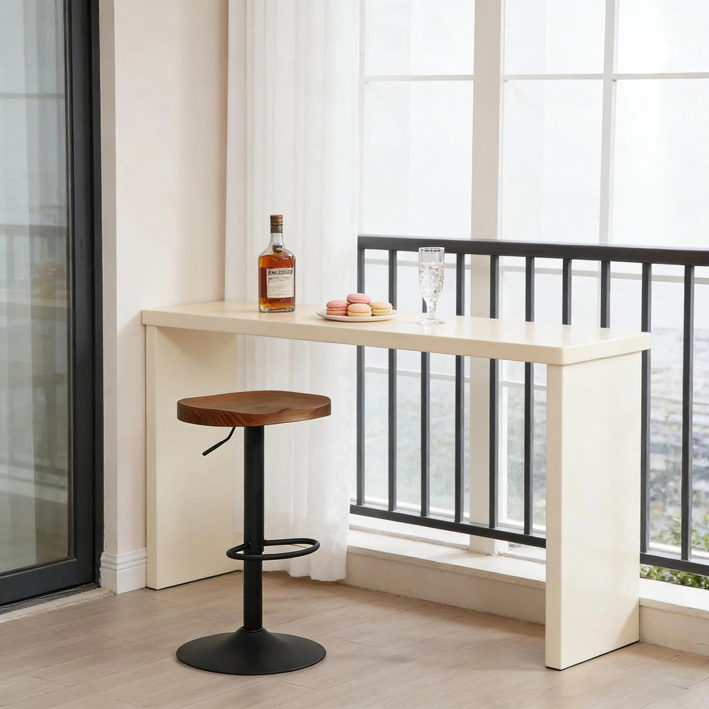 Sgabello da bar girevole regolabile in altezza con seduta ergonomica stabile in legno massello e metallo marrone