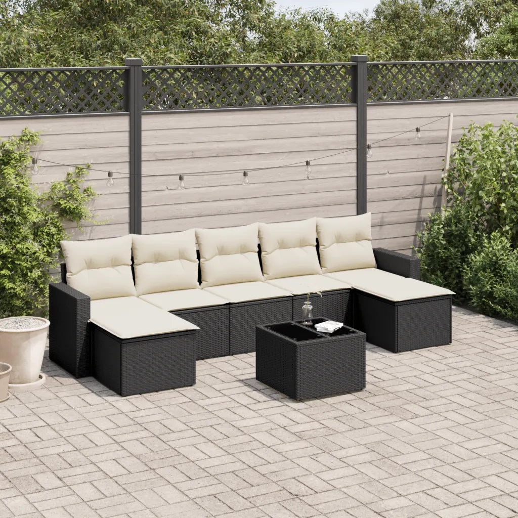 Set Divani da Giardino con Cuscini 8 pz Nero in Polyrattancod mxl 113254