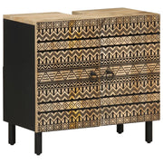 Mobile lavabo da bagno retrò 62 x 33 x 58 cm con ampio spazio di stivaggio in legno di mango nero 02_0057838