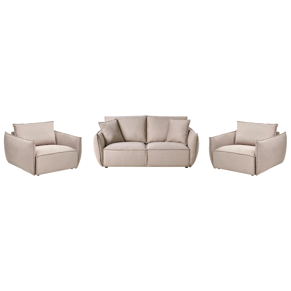 Set da salotto in tessuto Seduta bassa e profonda Schienale imbottito Accogliente Moderno 5 posti tortora Moderno Accogliente