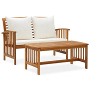 Set Divani da Giardino 2 pz con Cuscini in Massello di Acacia cod mxl 43185