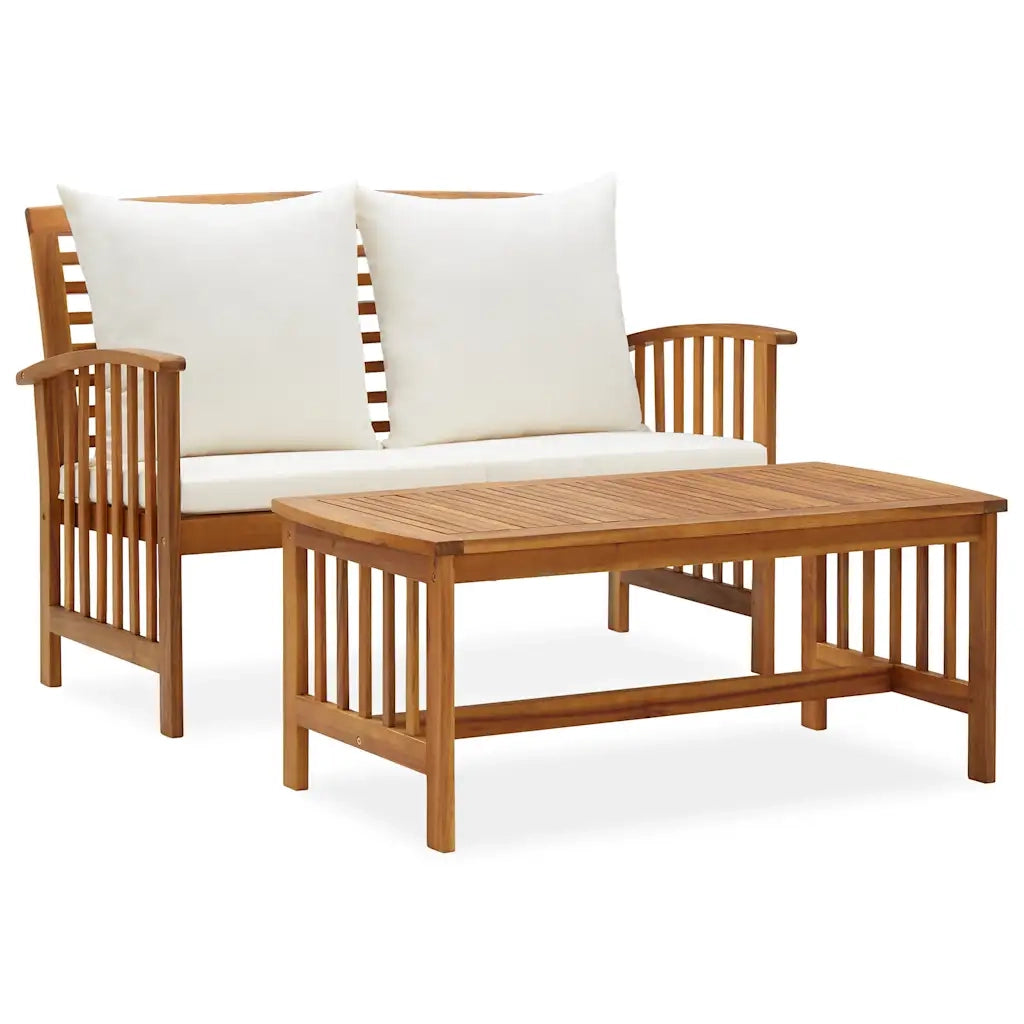 Set Divani da Giardino 2 pz con Cuscini in Massello di Acacia cod mxl 43185