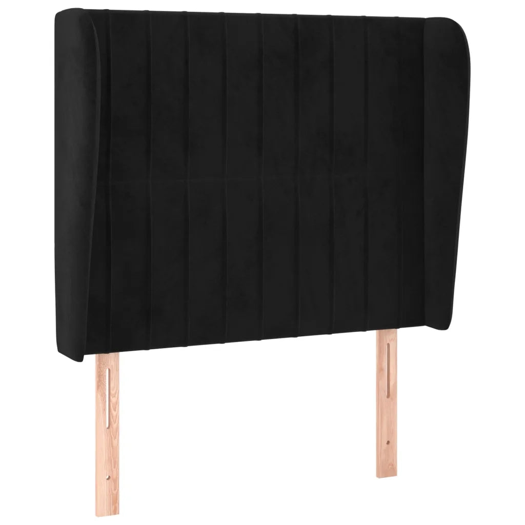 Testiera ad Orecchio-Testata con Orecchie Nera 93x23x118/128 cm in Velluto 753523