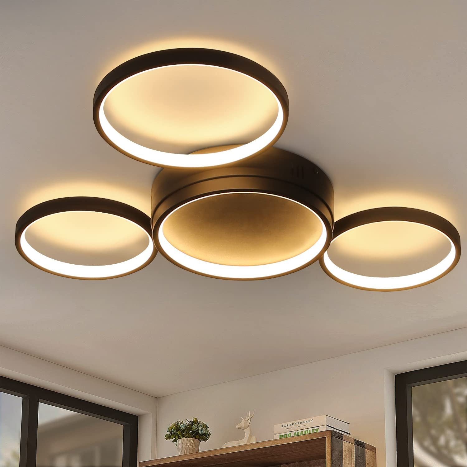 ZMH Lampada da soffitto LED 4 fiamme ad anello per camera letto