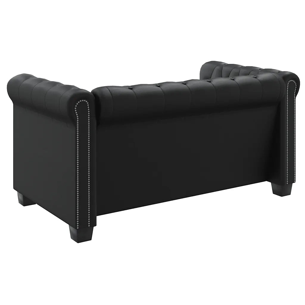 Divani Chesterfield a 2 Posti e a 3 Posti in Similpelle Nero 272249