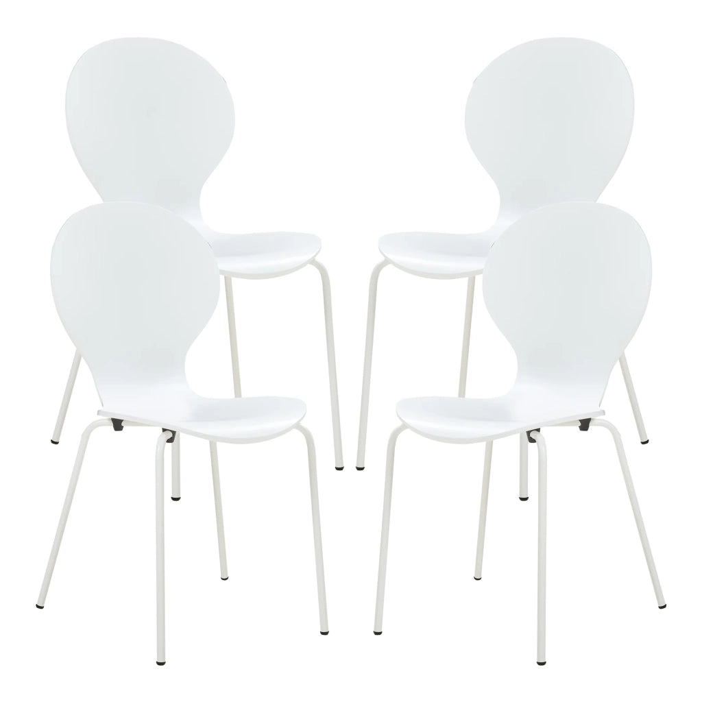 Set di 4 sedie da pranzo 85 x 48 x 50 cm design moderno robuste bianche 03_0009816