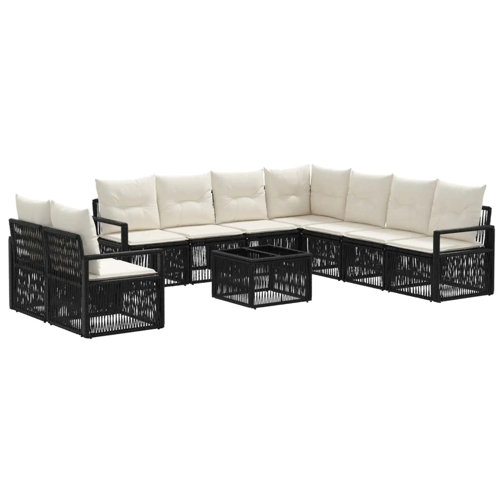 Set Divano da Giardino 10 pcs Nero polyrattan 3435754