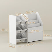 Scaffale portagiochi bianco con 6 contenitori