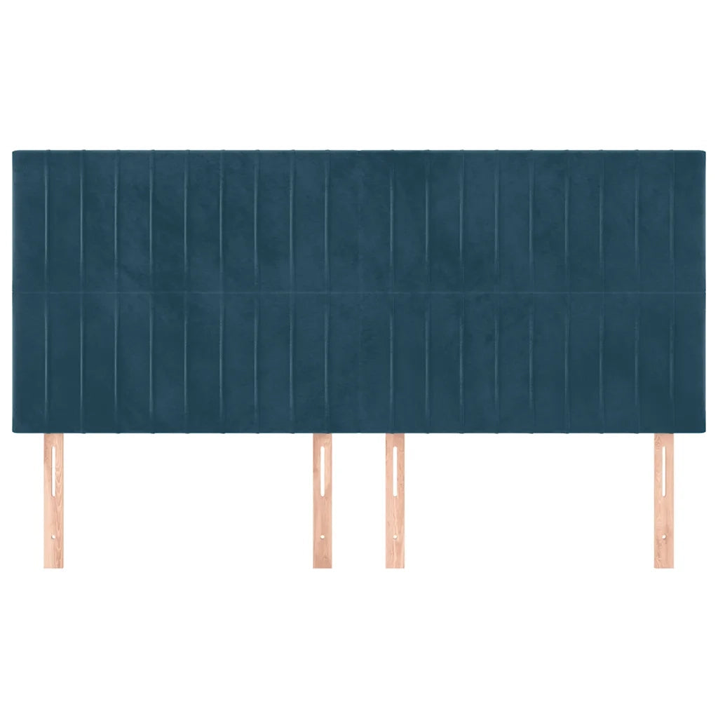 Testiera-Testata-Testiera Decorativa Blu Scuro 200x5x118/128 cm Velluto 714874