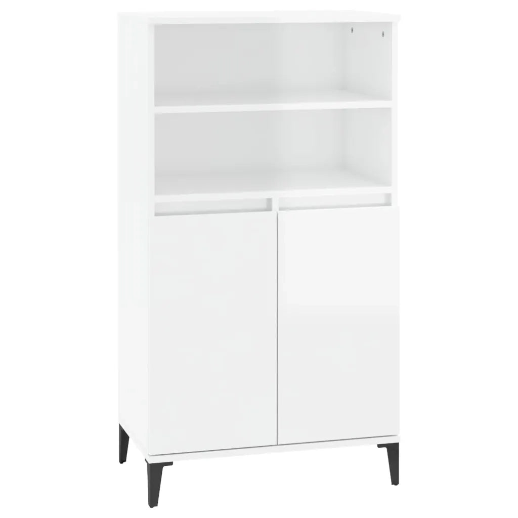 Credenza-Buffet-Armadio da cucina Bianco Lucido 60x36x110 cm in Legno Multistrato