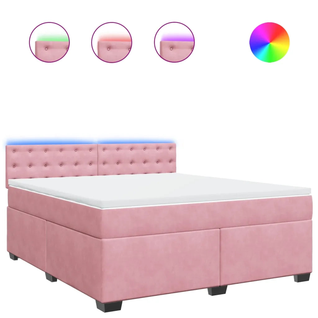 vidaXL Giroletto a Molle con Materasso Rosa 180x200 cm in Velluto