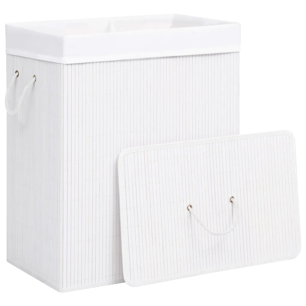 Cesto Portabiancheria in BambÃ¹ Bianco 100 L cod mxl 52684