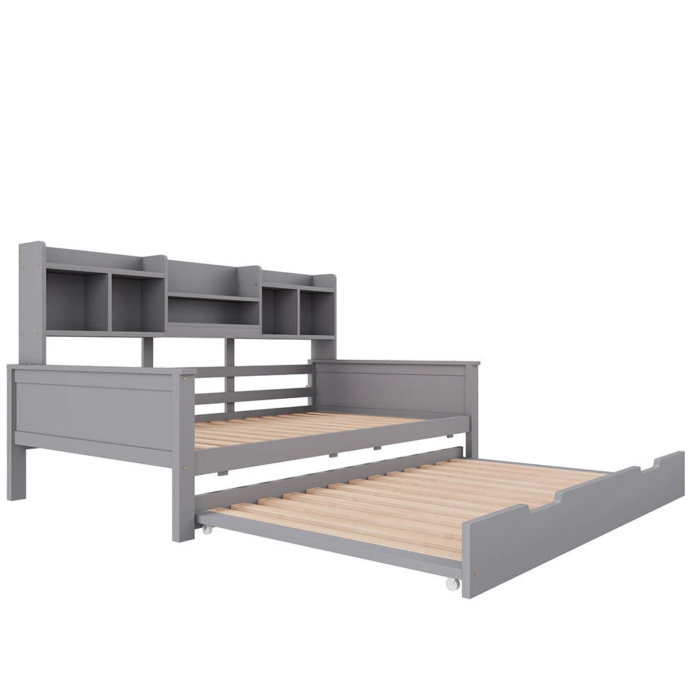 Divano letto in legno 90x200cm - Xylo - grigio, estensibile 90x190cm, pino