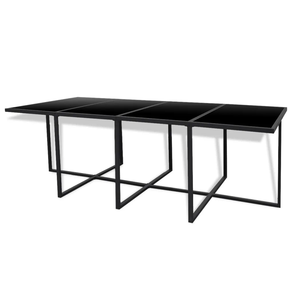 Set da Pranzo da Giardino 13 pz con Cuscini in Polyrattan Nero 42761