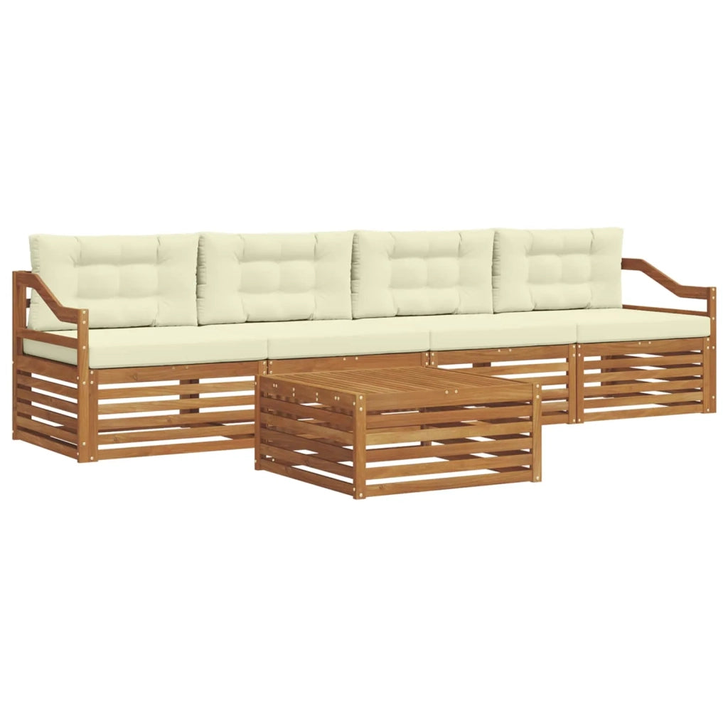 Set di divani da esterno con cuscino 5 pcs Naturale e Crema