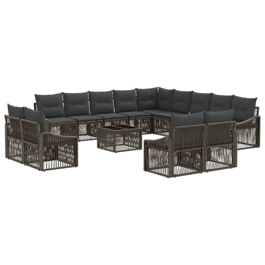 Set Divano da Giardino Regolabile 14 pcs Grigio polyrattan 3436190