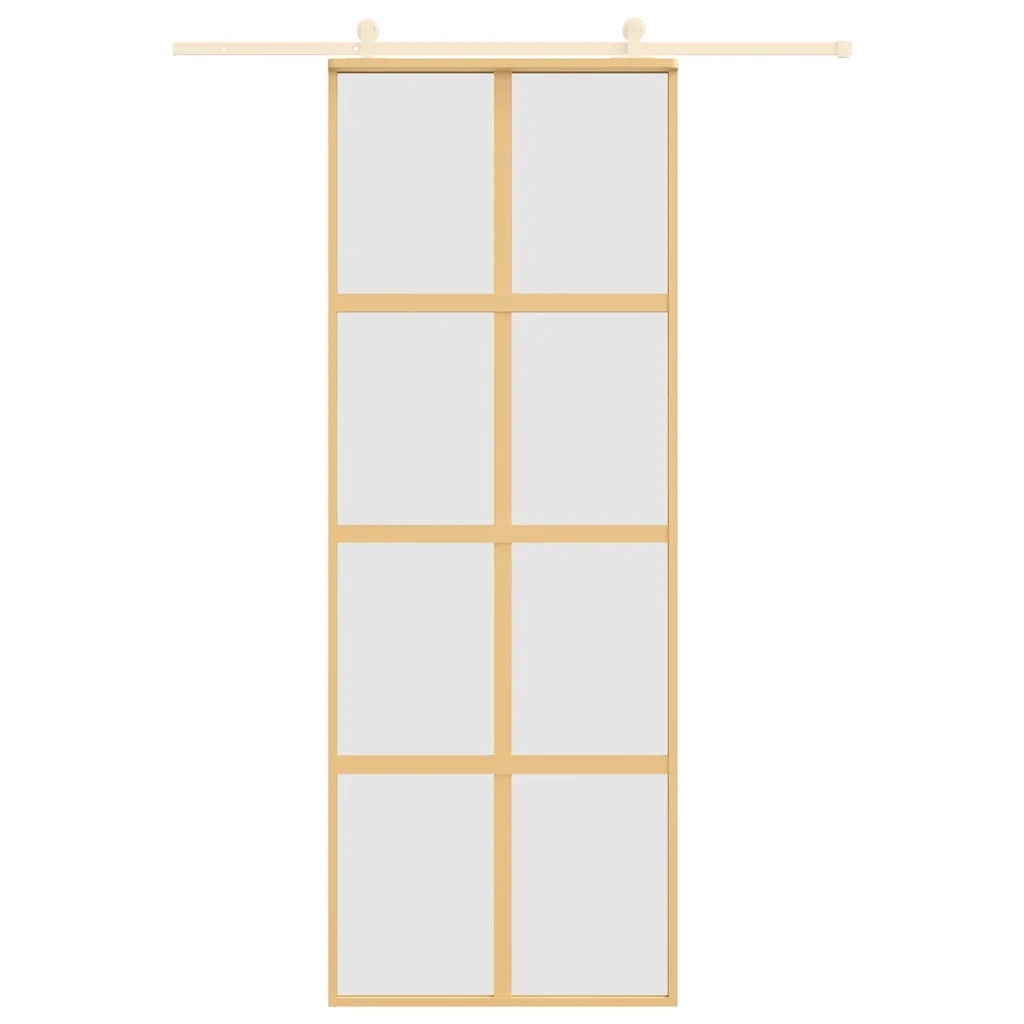 Porta Scorrevole Dorata 76x205 Vetro Smerigliato ESG Alluminio 155187