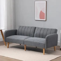 Divano Letto 2 Posti a 1 Piazza con Schienale Reclinabile in Tessuto 173x75x73cm - Grigio