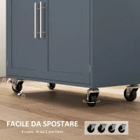 Carrello da Cucina in Legno con Cassetto, Portaspezie e Armadietto, 109x40x89 cm, Grigio e Color Legno
