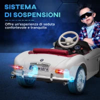 Macchina Elettrica per Bambini a 2 Porte con Licenza BMW 507, con Clacson e Telecomando, 115x55x47 cm, Bianca