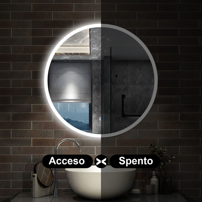 80 x 80 cm,AICA Specchio da Bagno LED con Luce, memoria, antiappannamento,CRI>90,autospegnimento,interruttore touch
