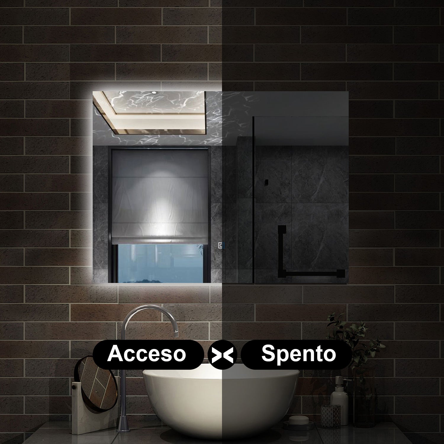 90 x 70 cm,AICA Specchio da Bagno LED con Luce, memoria, antiappannamento,CRI>90,autospegnimento,interruttore touch