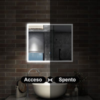 60 x 50 cm,AICA Specchio da Bagno LED con Luce, 3 Colori Regolabili,memoria, antiappannamento,CRI>90,autospegnimento