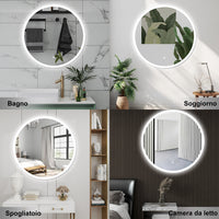 AICA Specchio da bagno 100 x 100 cm, antiappannamento, dimmerabile, interruttore touch, Funzione Memoria