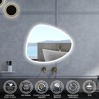 Specchio da bagno Asimmetrico con 80x650cm,3 colori,Memoria, Antifog,Regorabile,Retroilluminato,doppio interruttore,