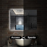 90 x 70 cm,AICA Specchio da Bagno LED con Luce, 3 Colori Regolabili,memoria, antiappannamento,CRI>90,autospegnimento