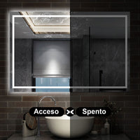 150 x 80 cm,AICA Specchio da Bagno LED con Luce, 3 Colori Regolabili,memoria, antiappannamento,CRI>90,autospegnimento