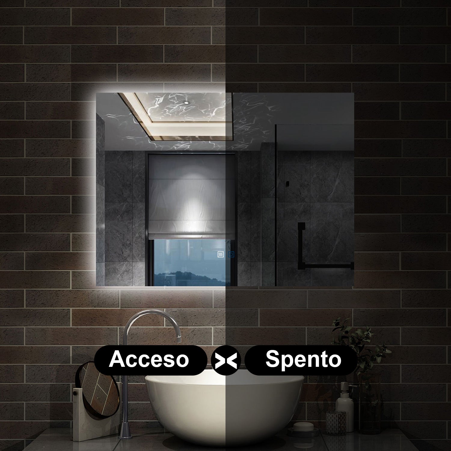 80 x 60 cm,AICA Specchio da Bagno LED con Luce, 3 Colori Regolabili,memoria, antiappannamento,CRI>90,autospegnimento