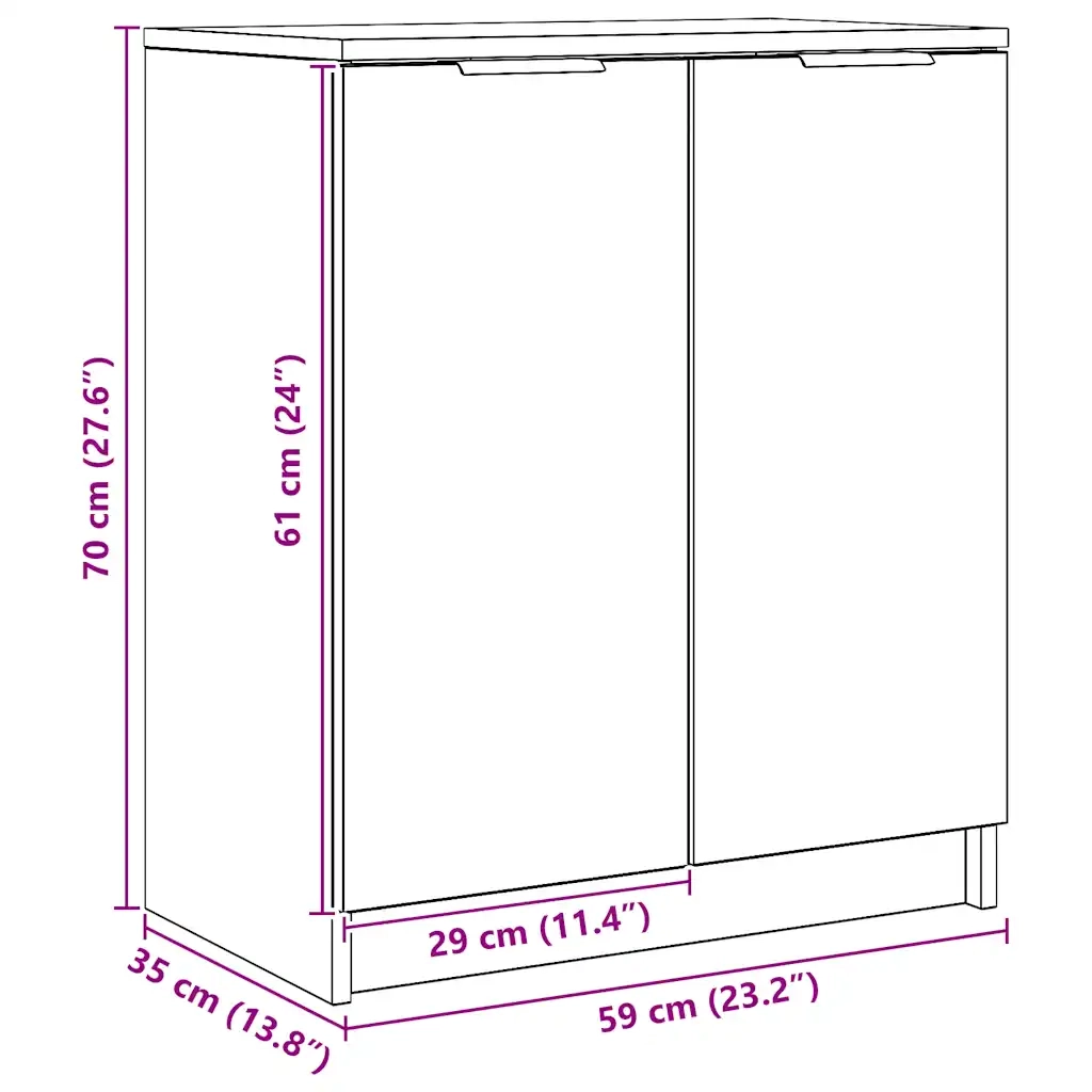 Scarpiera-Scaffale per scarpe Rovere Artigianale 59x35x70 cm in Truciolato