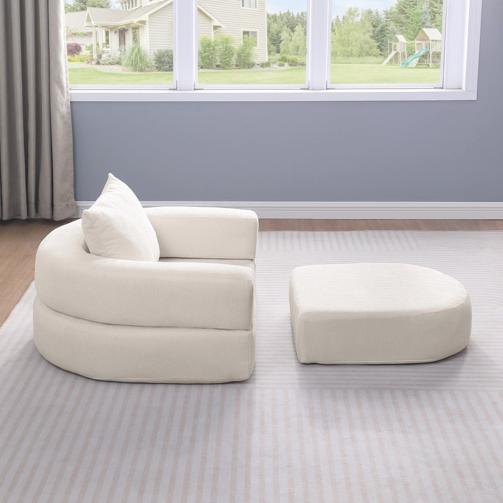 DIVANO modulare reversibile 105x28x28 cm in ciniglia beige