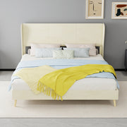 letto imbottito tessuto e metallo beige 160 x 200 cm