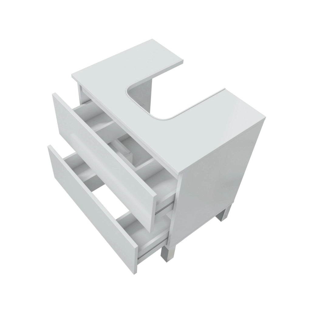Mobile sottolavabo Avola, Mobiletto da bagno, Contenitore porta lavabo, Armadio per lavandino, 60x40 h64 cm, Bianco lucido