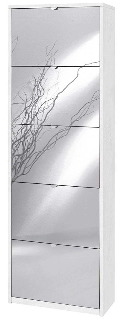 KIT SCARPIERA 5 ANTE A RIBALTA CON SPECCHIO FRONTALE H190 L63 P29 Cm FINITURA BIANCO OSSIDO SARMOG Sk565spk