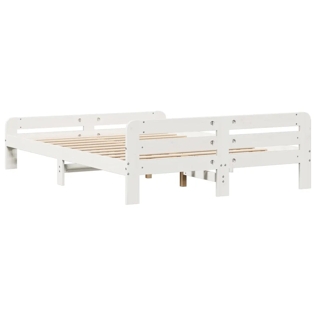 Letto senza Materasso Bianco 140x190 cm Legno Massello di Pino